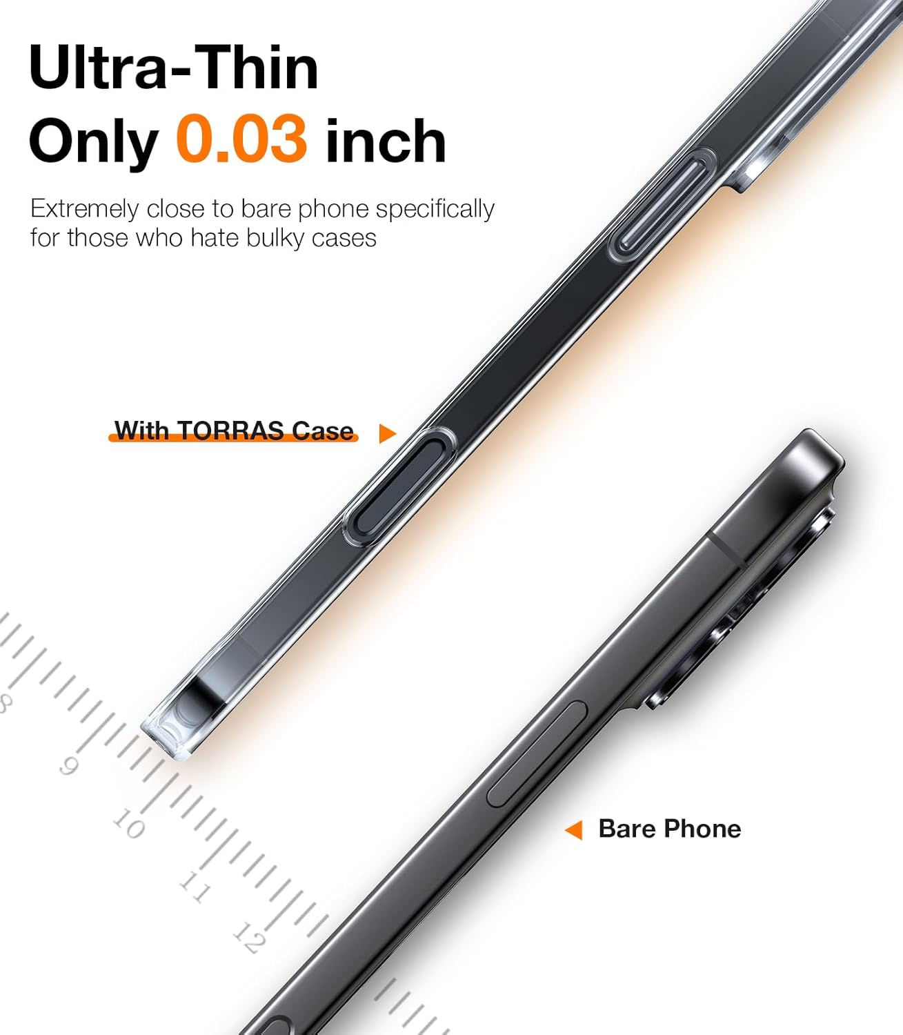 TORRAS Slim Fit for iPhone 16 Pro Max Case Clear, Ultra Thin Phone Case for iPhone 16 Pro Max, Non Yellowing Anti-Scratch Hard Plastics Lightweight iPhone 16 Pro Max Phone Case 6.9'', Clear - Image 3