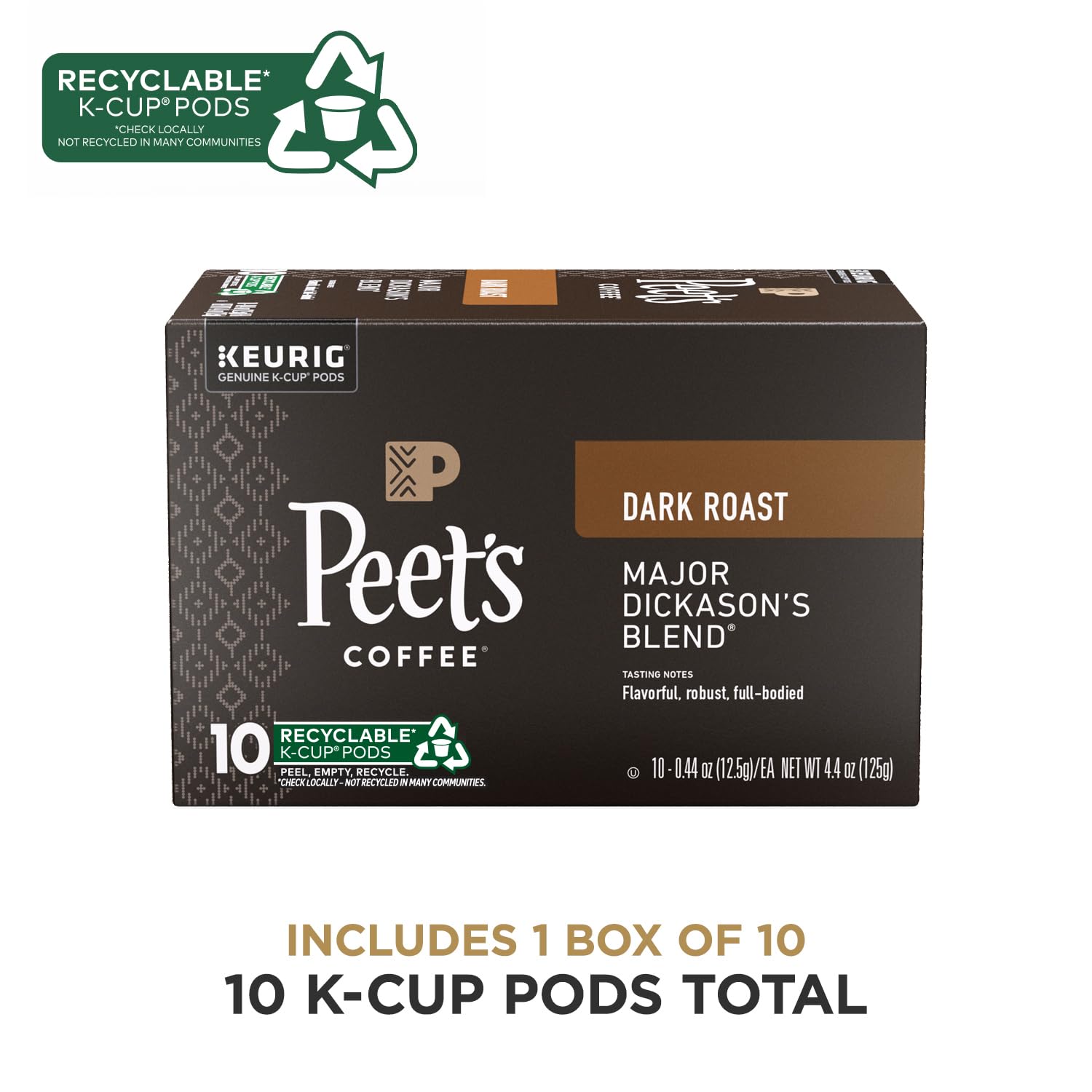 Peet's Coffee, Dark Roast Keurig K-Cup Pods, 100% Arabica Coffee - Major Dickason's Blend 10 Count (1 Box of 10 Pods) - 2