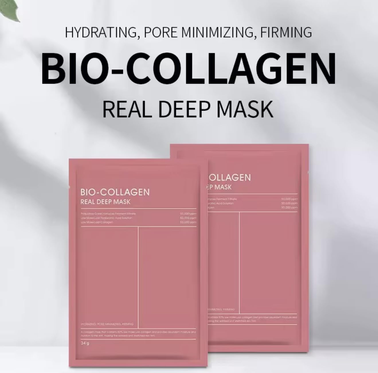 Bio-Collagen Facial mask, 34g, Hydrating Face Mask with Collagen Essence, Pore Minimizing, Lightweight and Breathable 1.20 oz x4ea - Image 8