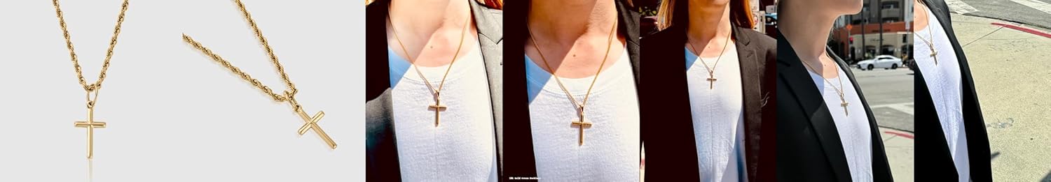 Planet '79 18K Gold Cross Necklace for Men | Men's Gold Plated Cross Necklace with 20" Chain and Pendant | Gold Jewelry Gift For HIm - Image 8