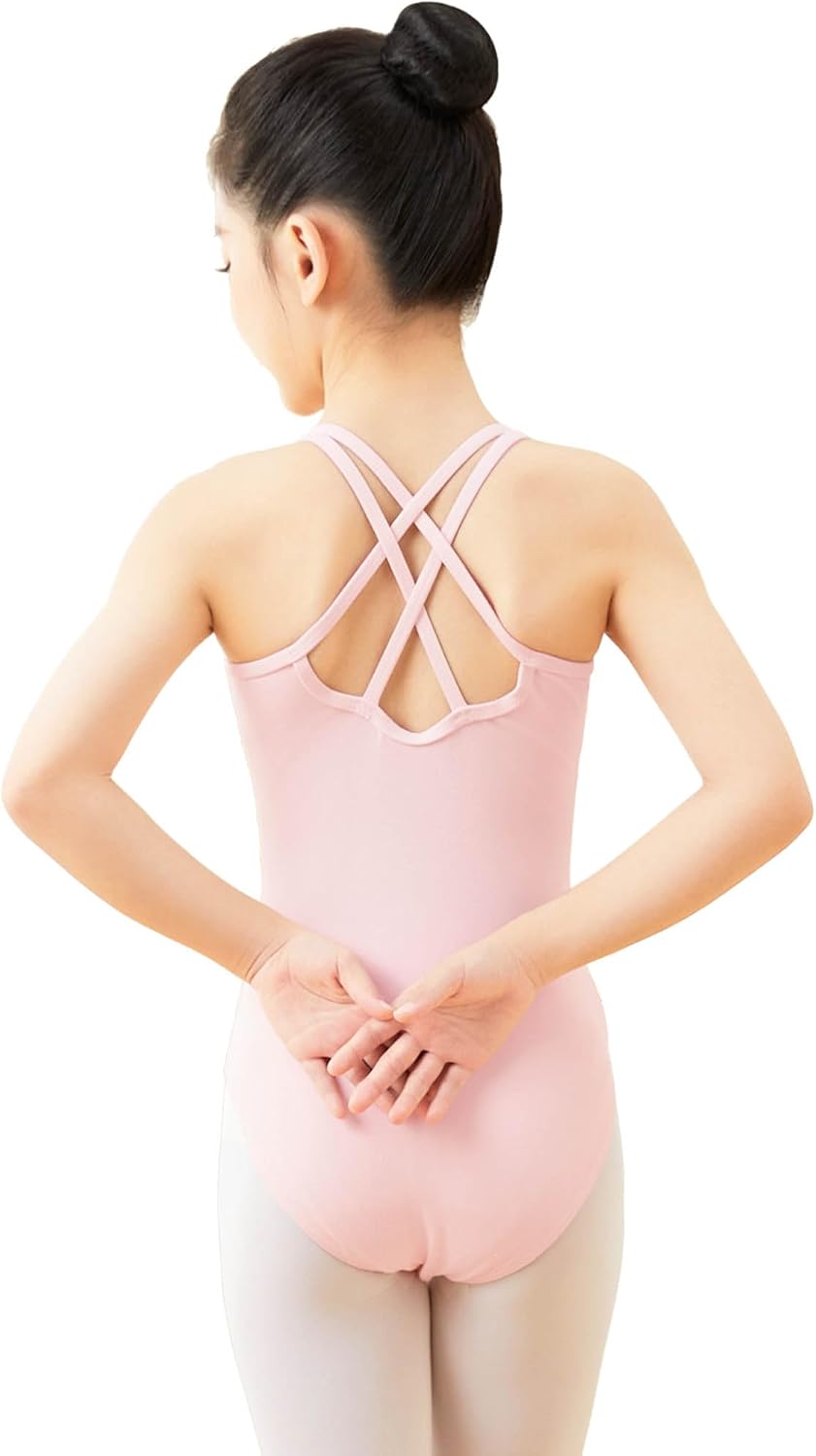 Toddler Girls Ballet Leotard with Linling, Criss-cross Back Dance Camisole Bodysuit