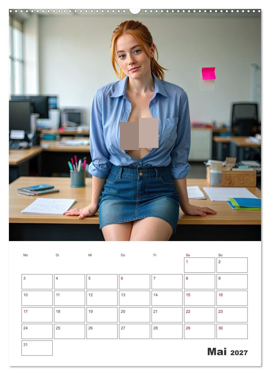 CALVENDO - Schreibtischsünden (Wandkalender 2027 DIN A2 hoch), Monatskalender: Verboten sexy – direkt vom Schreibtisch!