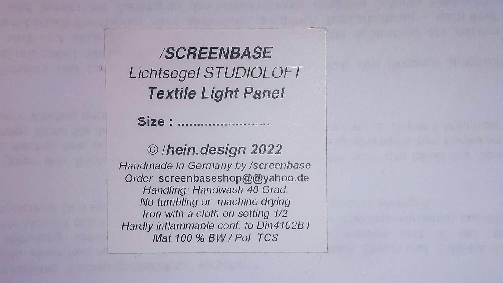 LED SEGEL-LAMPE 12 W STUDIO PANEL DECKENLEUCHTE 100/100cm TEXTILE LIGHT PANEL inkl. Hardwareset