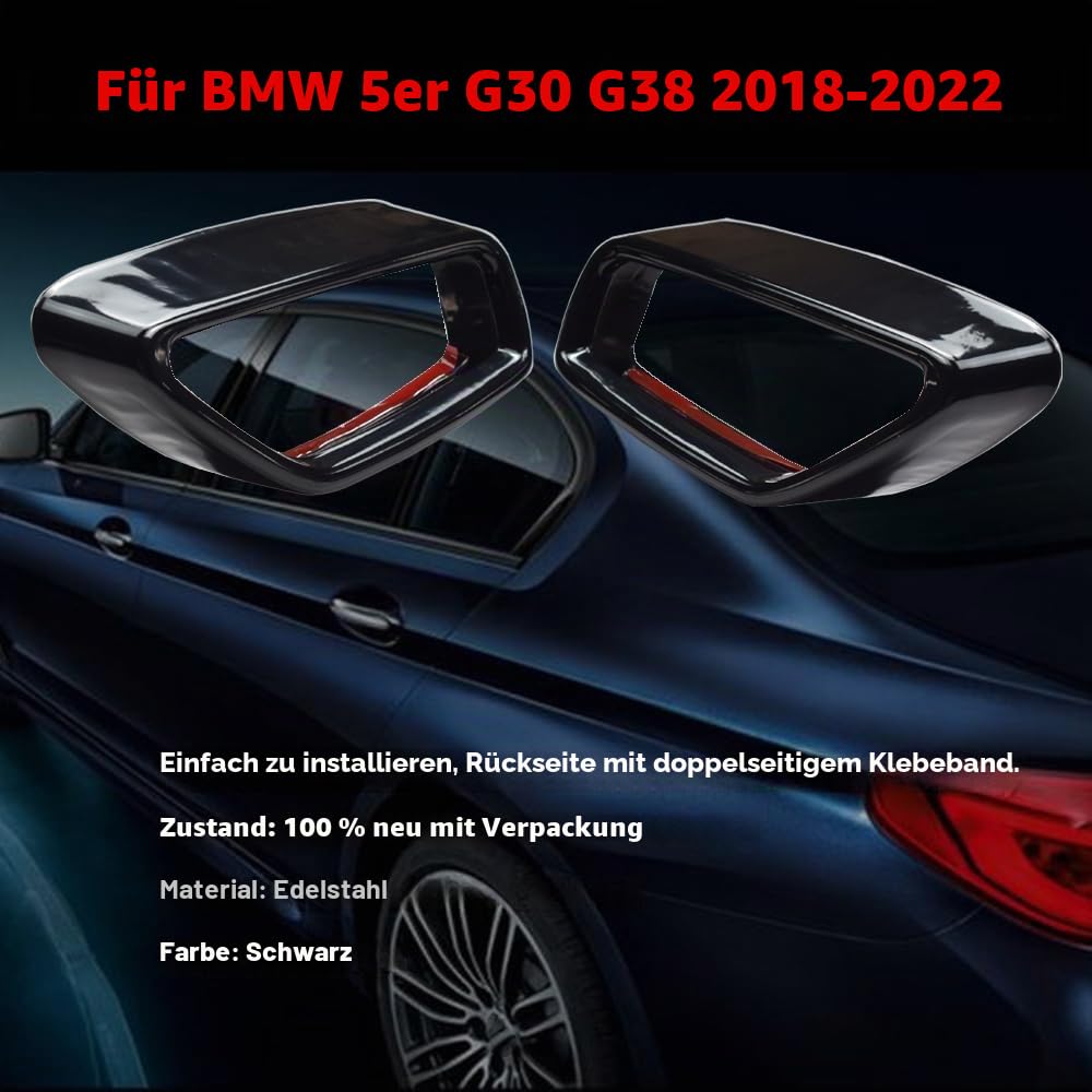 Edelstahl Auspuffspitzen Auto Auspuff Schalldämpfer Endrohr Spitze Abdeckung Zierleisten für BMW 5er G30 G31 2018-2021 Auspuffschalldämpferabdeckungen (Schwarz, 1 Paar)