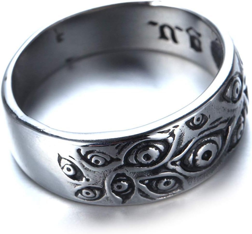 Men's Stainless Steel Eye of God Ring Band All Seeing Eye Spinner Rings Black Silver Vintage Jewelry Size 5 to 14 - Image 4