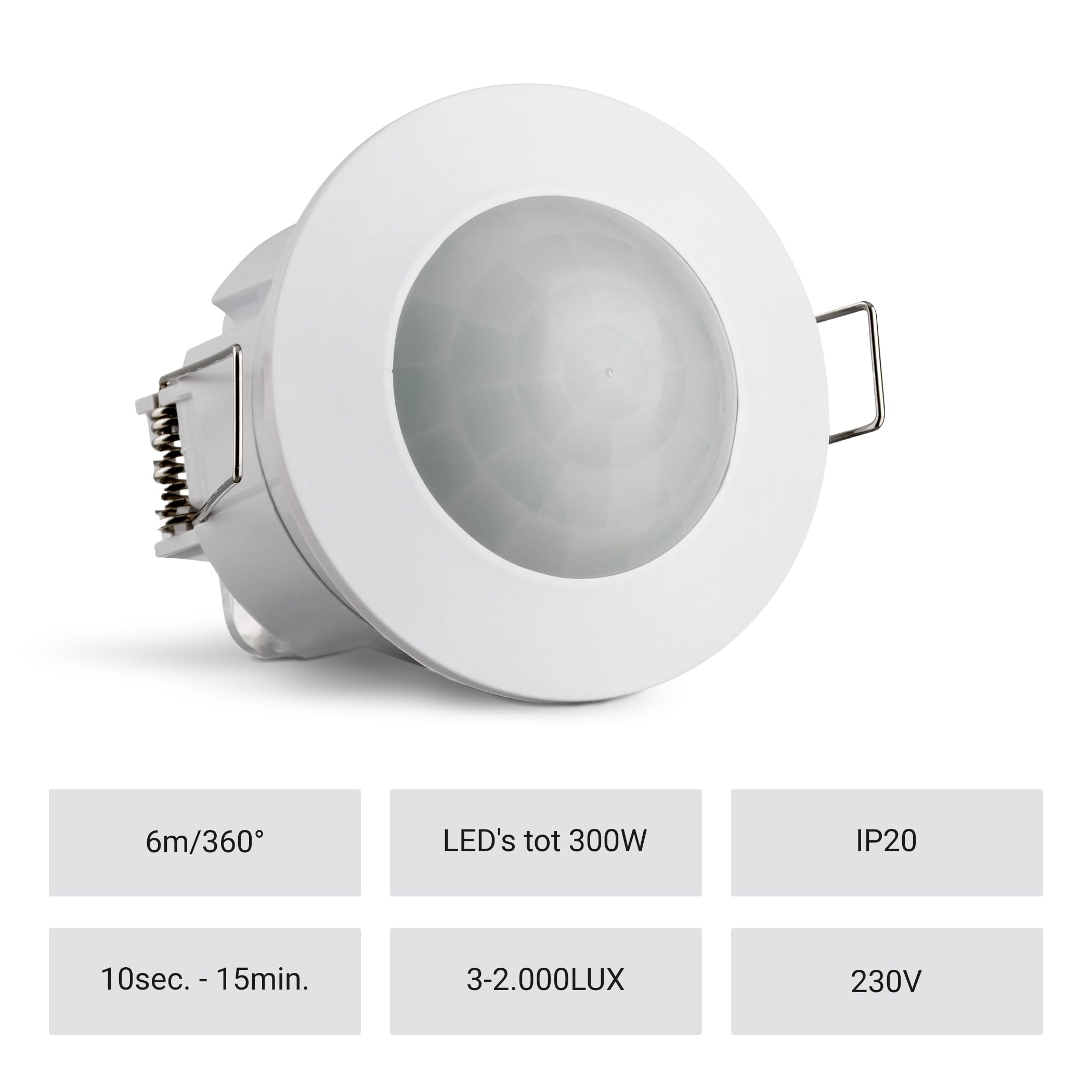 SEBSON® HF Bewegingsmelder Opbouw Binnen, LED geschikt, Detectiebereik 2-16m/ 360°, Plafondmontage, Regelbaar, 100x22mm