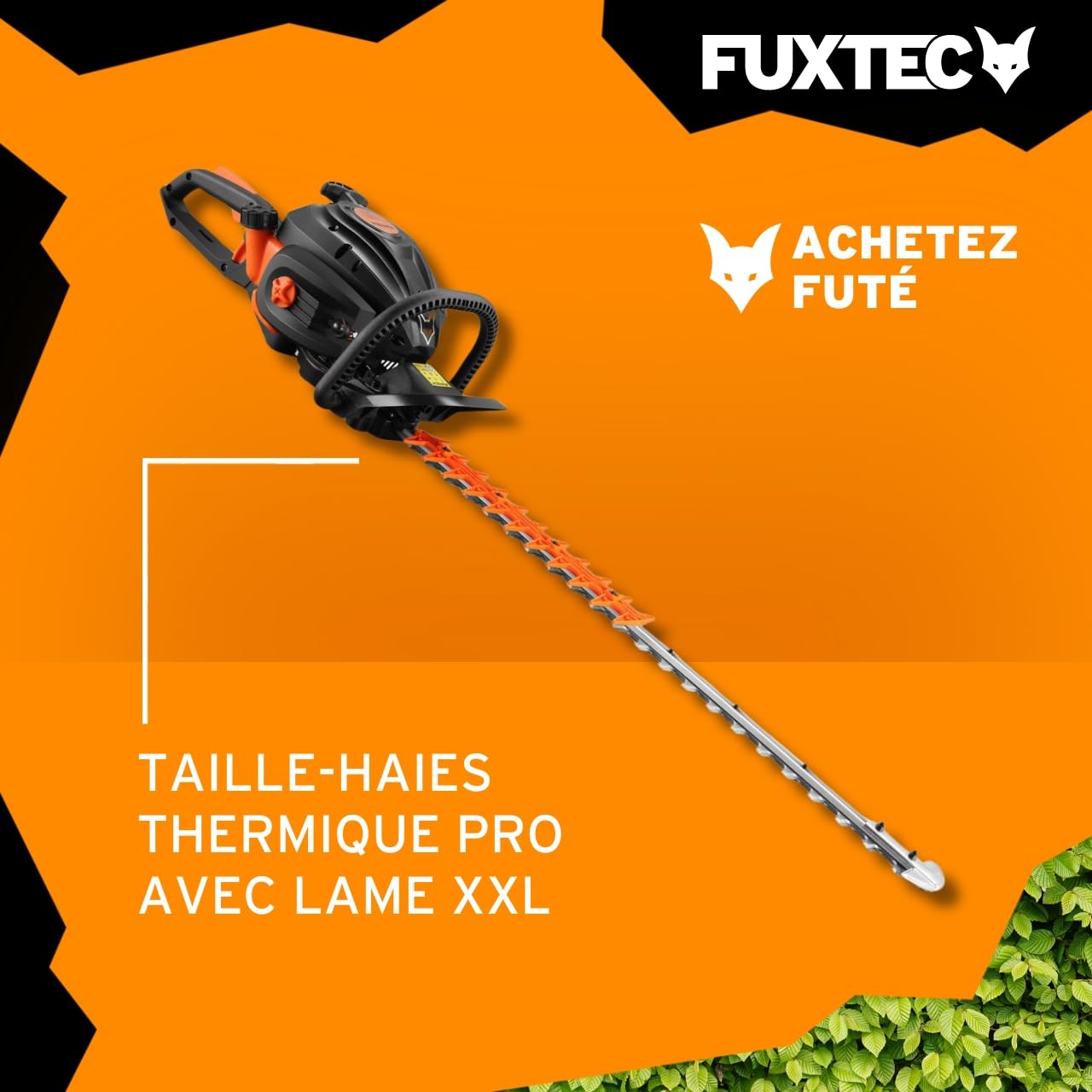 Fuxtec Taille-Haies Thermique Professionnel FX-MHP126 avec Guide de Lames XXL 800mm, Moteur 2 Temps, 25,4cm3,