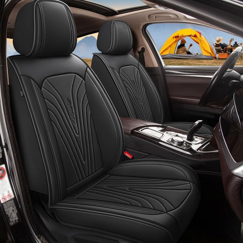 Seat Covers for Car 2 Front Seats Fit for Chevrolet/Chevy Cobalt 2005-2010 Leather Seat Covers - Breathable Waterproof Automotive Seat Cushion Protectors (2 Seats, Black)