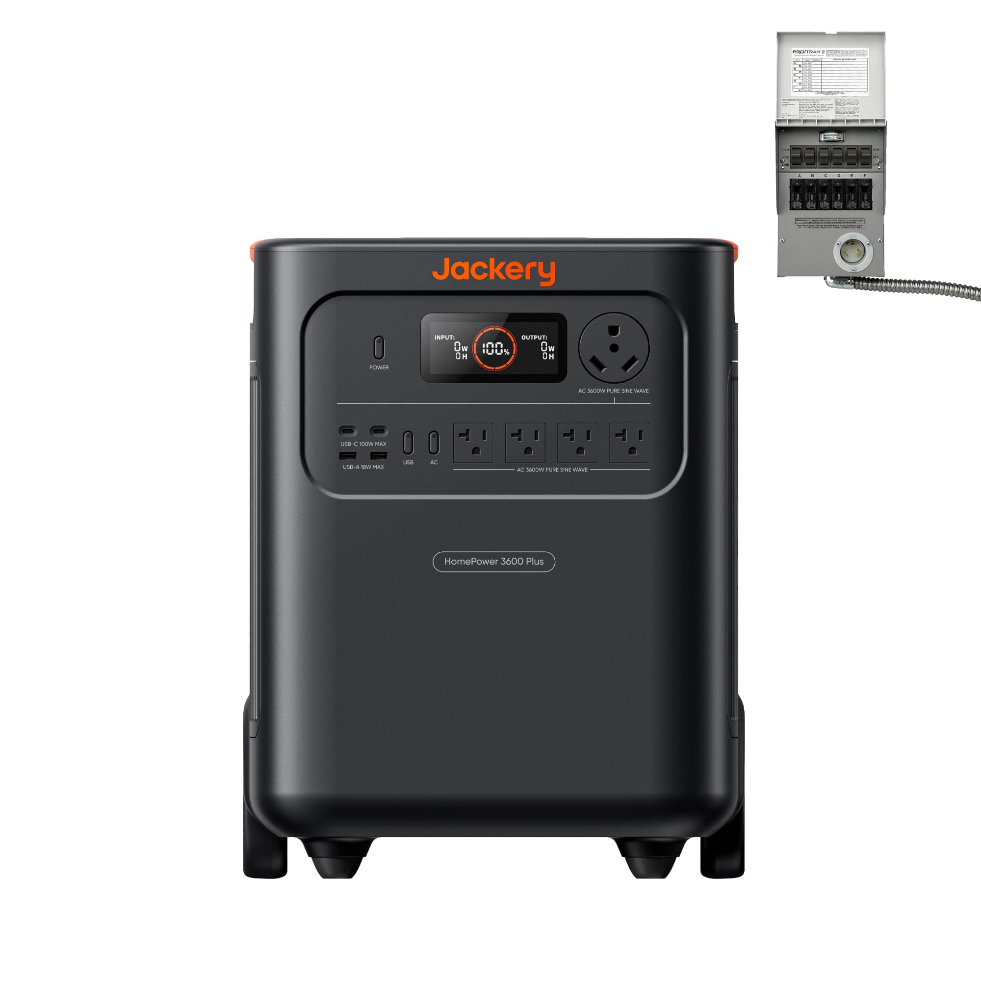 Jackery HomePower 3600 Plus Portable Power Station with Manual Transfer Switch, 3600W AC Output, 3584Wh LFP Solar Generator, Expandable up to 43kWh, Essential Home Backup for Home Use, Emergencies, RV