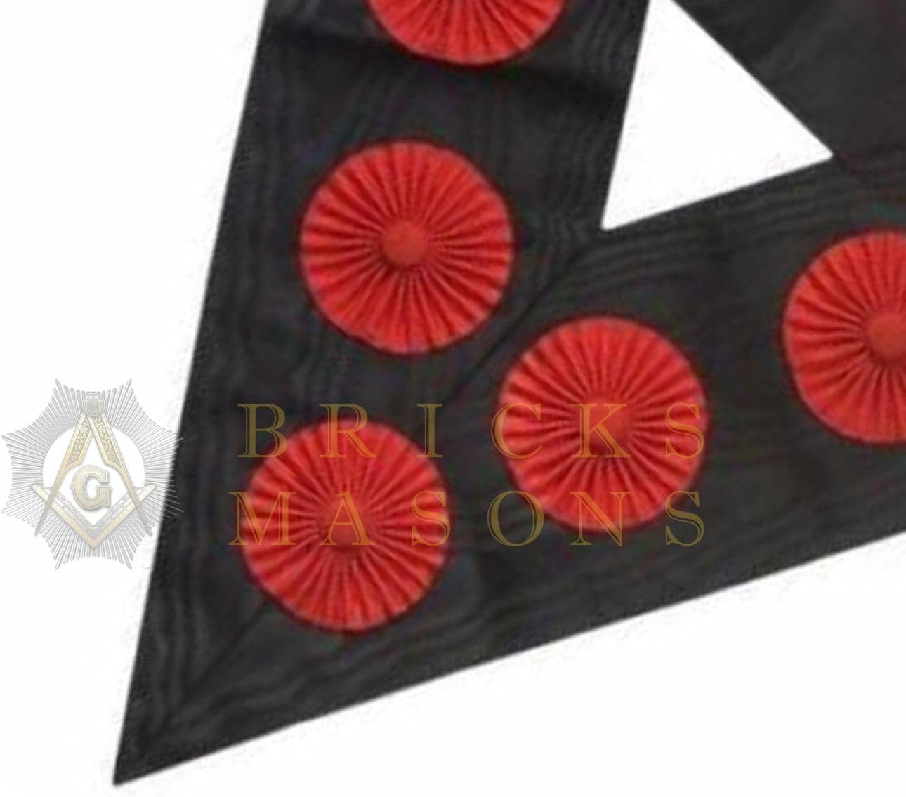 Bricks Masons 9th Degree Scottish Rite Collar - Black Moire with Nine Rosettes