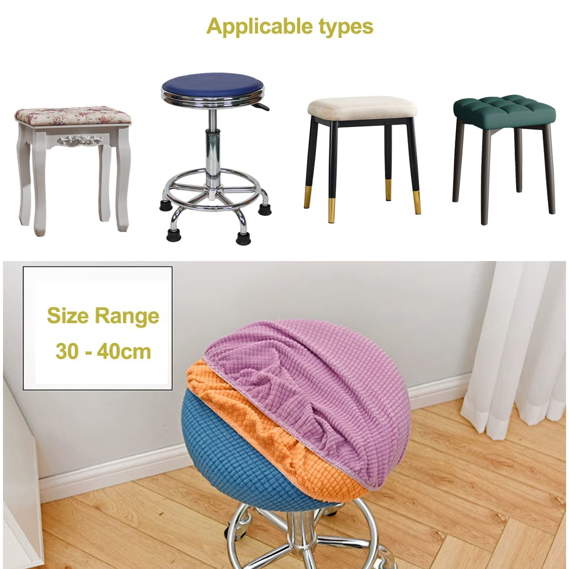 HuaLiSiJi Ronde Barkruk Covers, 2 Stuks Ronde Stoelhoezen Wasbaar Onderhoudsvriendelijk Zacht en Duurzaam, Voor 30-40 cm Stoel Barkruk (Grijs HuaLiSiJi Ronde Barkruk Covers, 2 Stuks Ronde Stoelhoezen Wasbaar Onderhoudsvriendelijk Zacht en Duurzaam, Voor 30-40 cm Stoel Barkruk (Grijs
