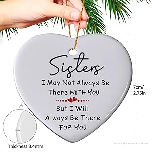 Sister Christmas Ornament 2025, Sister Gifts for Xmas, White Personalized Sisters Ornament,Sister Ornaments for Christmas Tree - Friend Ornaments for Women,Xmas Presents for Sisters