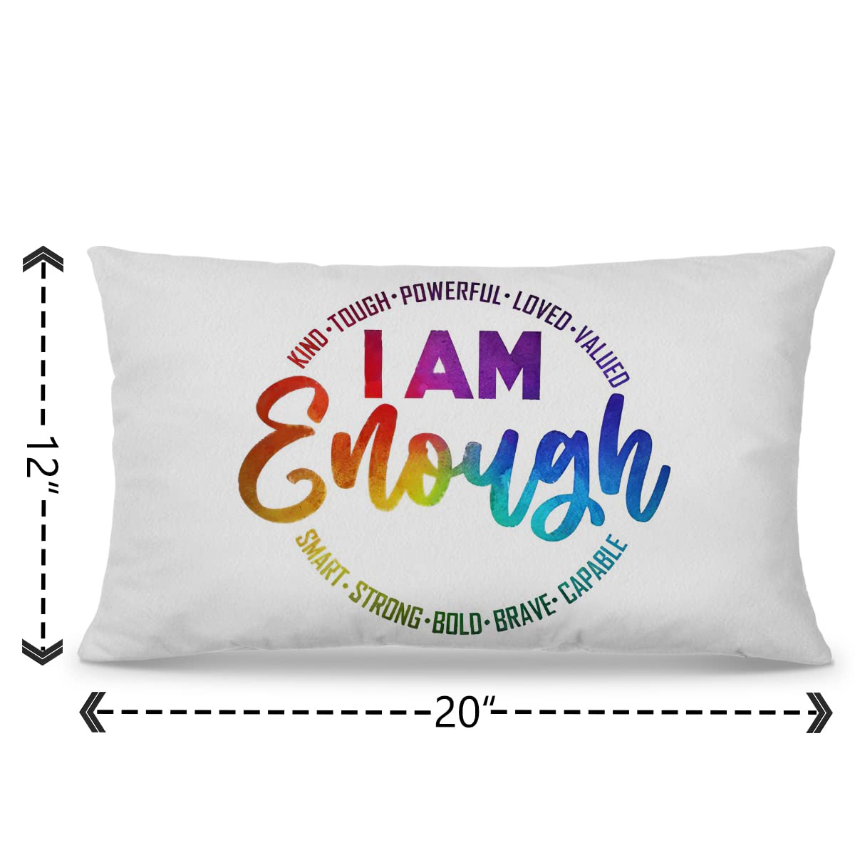 NOGRIT Inspirierendes Zitat "I am Enough" Kissenbezug, 30,5 x 50,8 cm, positives Spruch, Dekoration für Zuhause, Schlafzimmer, Wohnzimmer, Mädchen, Frauen, Geschenke