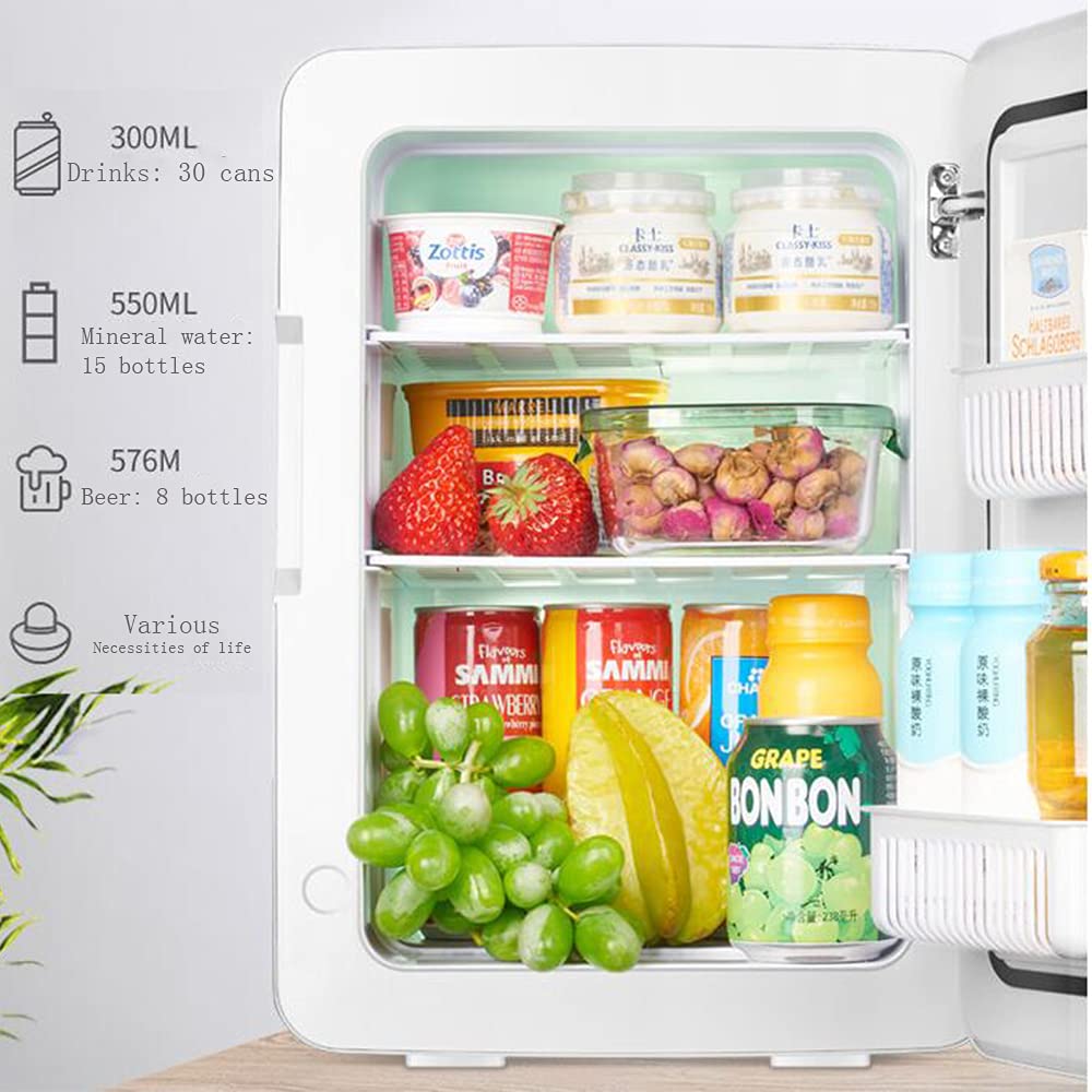 XIAOLIN Mini Frigo 20l / Can Frigorifero Auto Portatile E Scaldatore per Bevande, Cosmetici/Trucco/Skincare, Potenza AC/Dc, per Camera da Letto, Casa, Roulotte, Auto