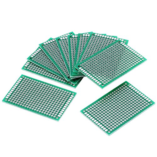 10 piezas Placa de prototipos, placa de rejilla lateral doble de 4 × 6 cm Accesorios para proyectos electrónicos de soldadura de PCB DIY