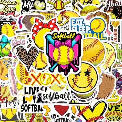 BEATRI Softball Stickers 50pcs Vinyl Waterproof Sport Womens Decor