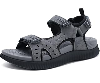 KuaiLu Men's Hiking Sandals Comfortable Orthopaedic Recovery Trekking Sandals with Arch Support Outdoor Summer Casual Beach Thick Cushion Sports Sandals Size 40-48, Grey, 9