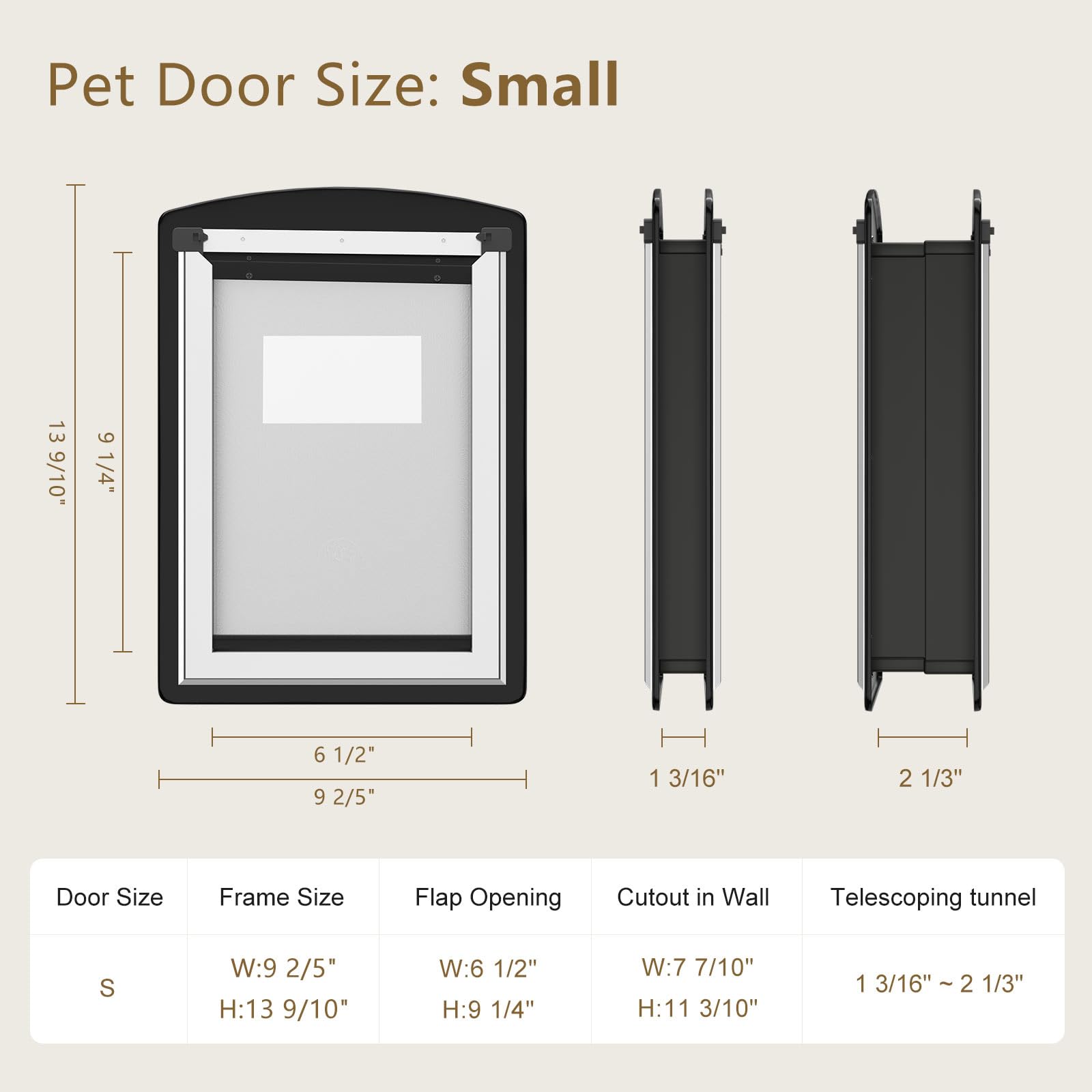 MAVRICFLEX Puerta de Gato para Puerta, Marco de Acero Inoxidable con Solapas Suaves Dobles y 2 Paneles deslizantes para Exteriores e Interiores, fácil de Instalar, Gatos y Perros