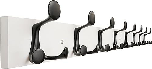 Miniatura 225 de SKOLOO Perchero de madera blanca de 17 pulgadas con 3 ganchos triples, ideal para entradas familiares, aulas y almacenamiento de suministros para