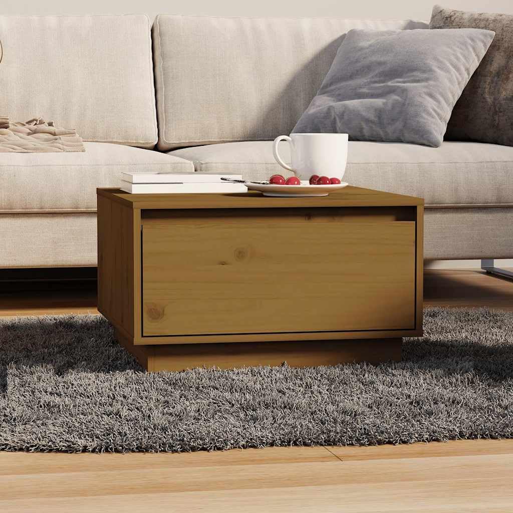 Tavolino da salotto marrone miele, 55 x 56 x 32 cm, in legno di