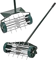 SANMEO 18-Inch Spike Rolling Lawn Aerator - Heavy Duty Manual Push Tool with Fender Guard for Deep Soil Aeration & Healthy Grass