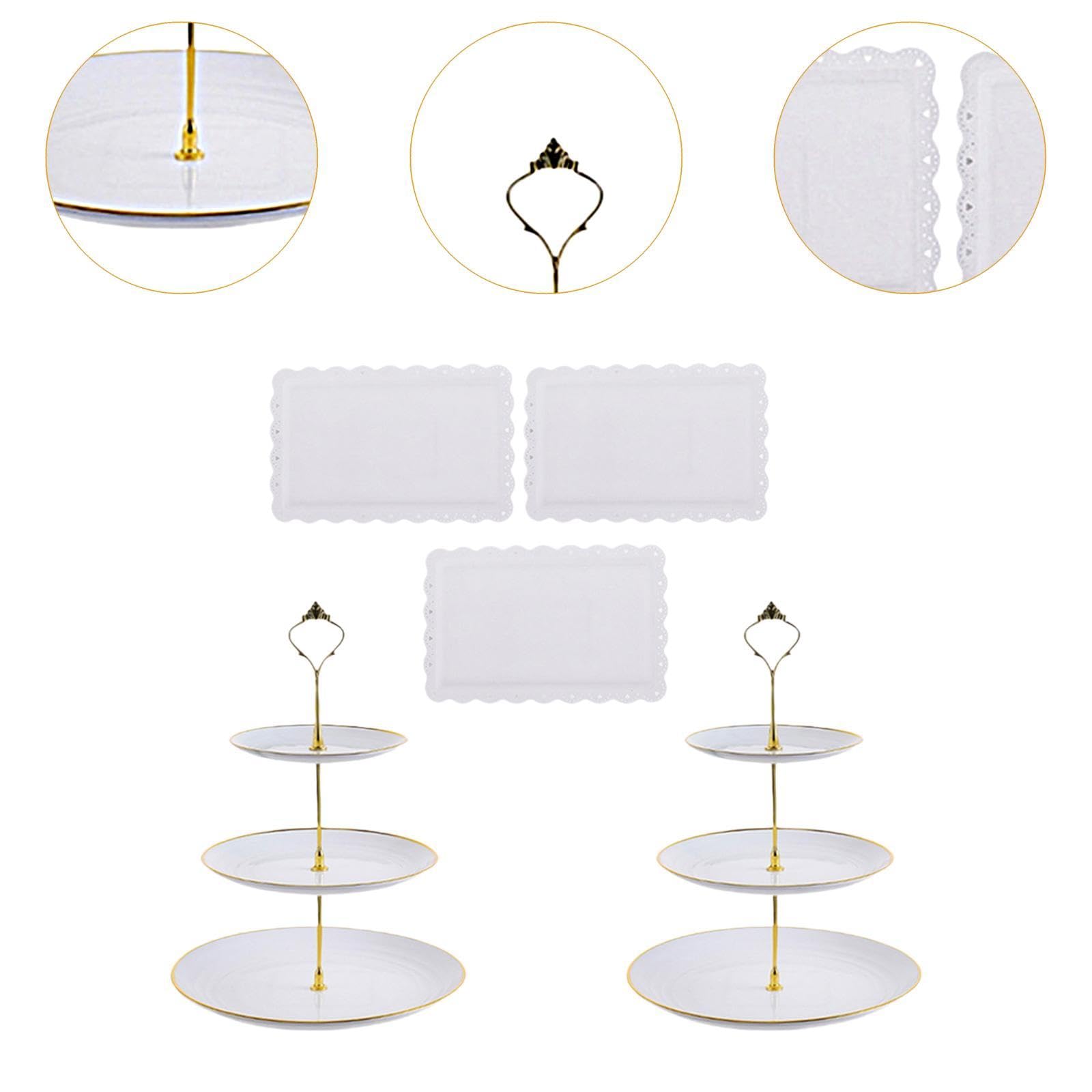 F Fityle 2 Pezzi Alzatine per Cupcake a 3 Livelli con 3 vassoi, Supporto per servire, alzatine a più Livelli per Feste, Style B