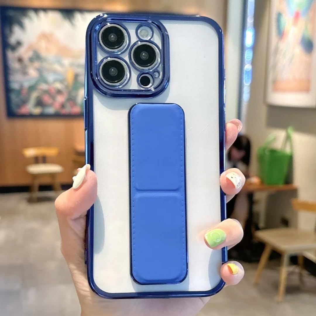 Coque iPhone 12 Mini de luxe transparente antichoc à contour métallisé bleu - 8