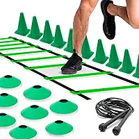 Kit Treino Agilidade Funcional Ginastica Futebol Treinamento em Casa Basquete Volei Cone de Agilidade + Chapeu Chines + Escada De Agilidade Verde