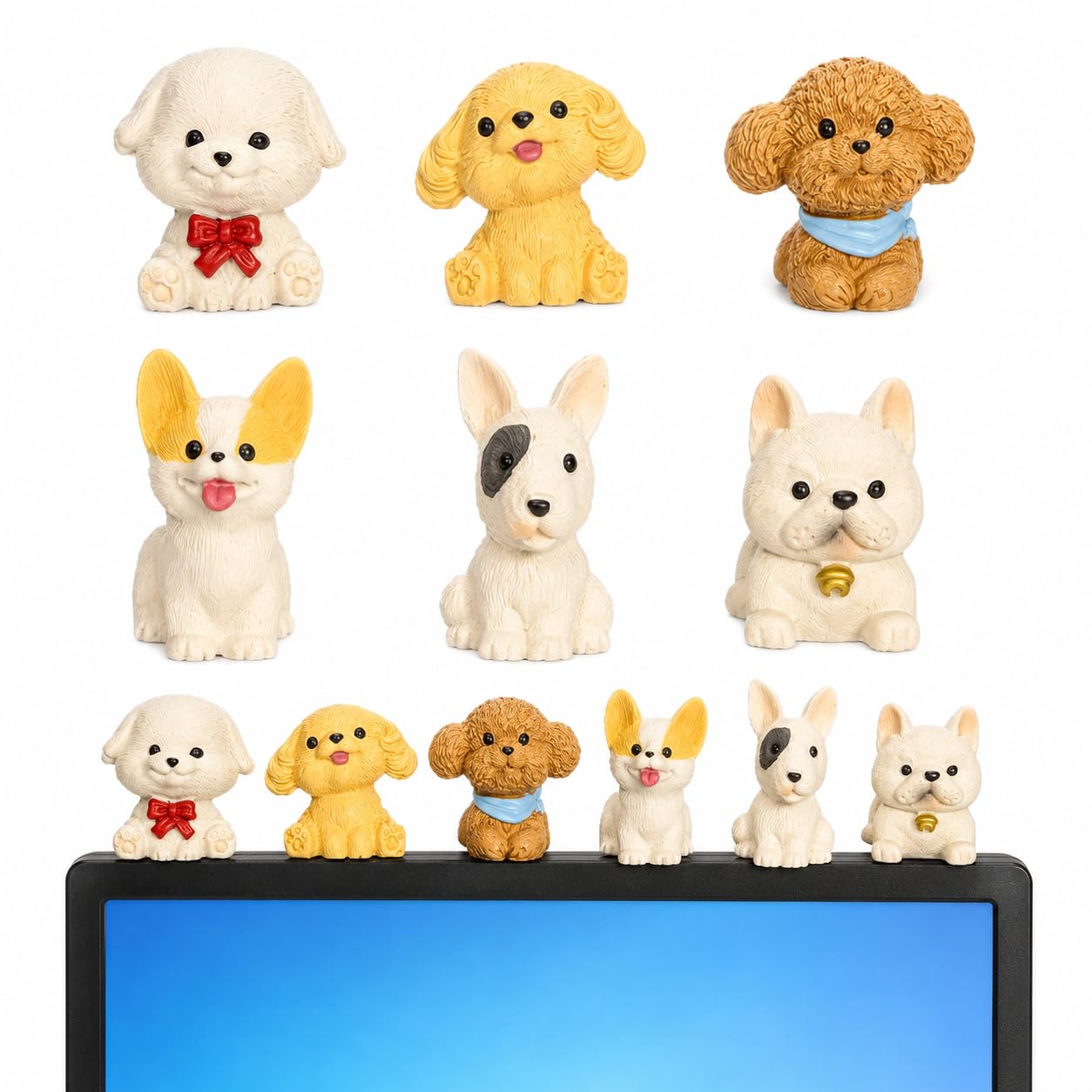 RUICHUAN 6 Pcs Cute Dog Computer Monitor Decor,Dog Lover Gifts for Women