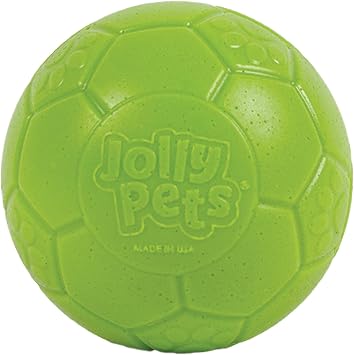 Jolly Pets Medium Soccer Ball Floating-Bouncing Dog Toy, 6 inch Diameter, Apple Green SB06 GR | Medium 6 inch durable dog soccer ball for dogs 20 to 60 lbs, wont deflate when punctured, floats for water play, made in USA