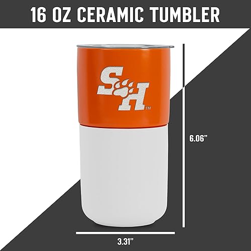 Miniatura 114 de Rico Industries NCAA Miami of Ohio Redhawks - Vaso de cerámica de 16 onzas con agarre de silicona, grabado láser profundo, diseño de color negro