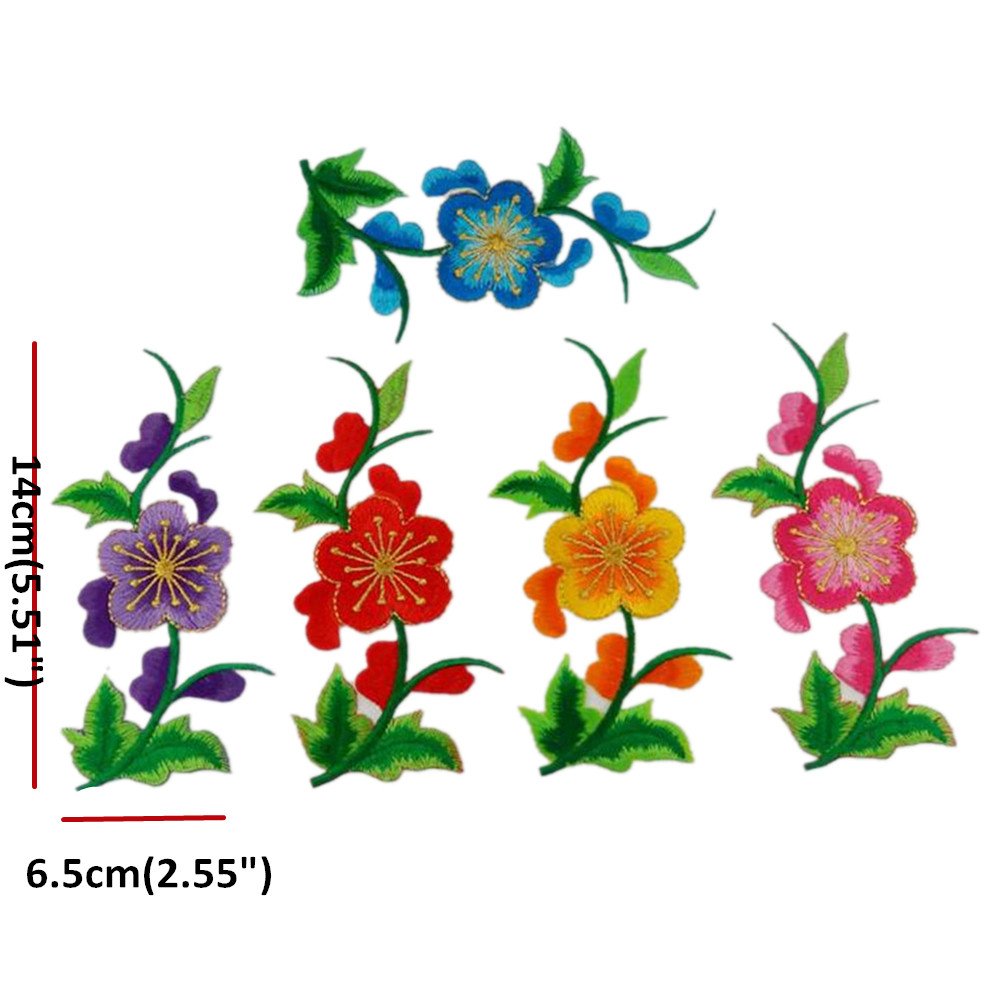 Adornos para Ropa, Parches Bordados de Tela Flores(Plum Blue)