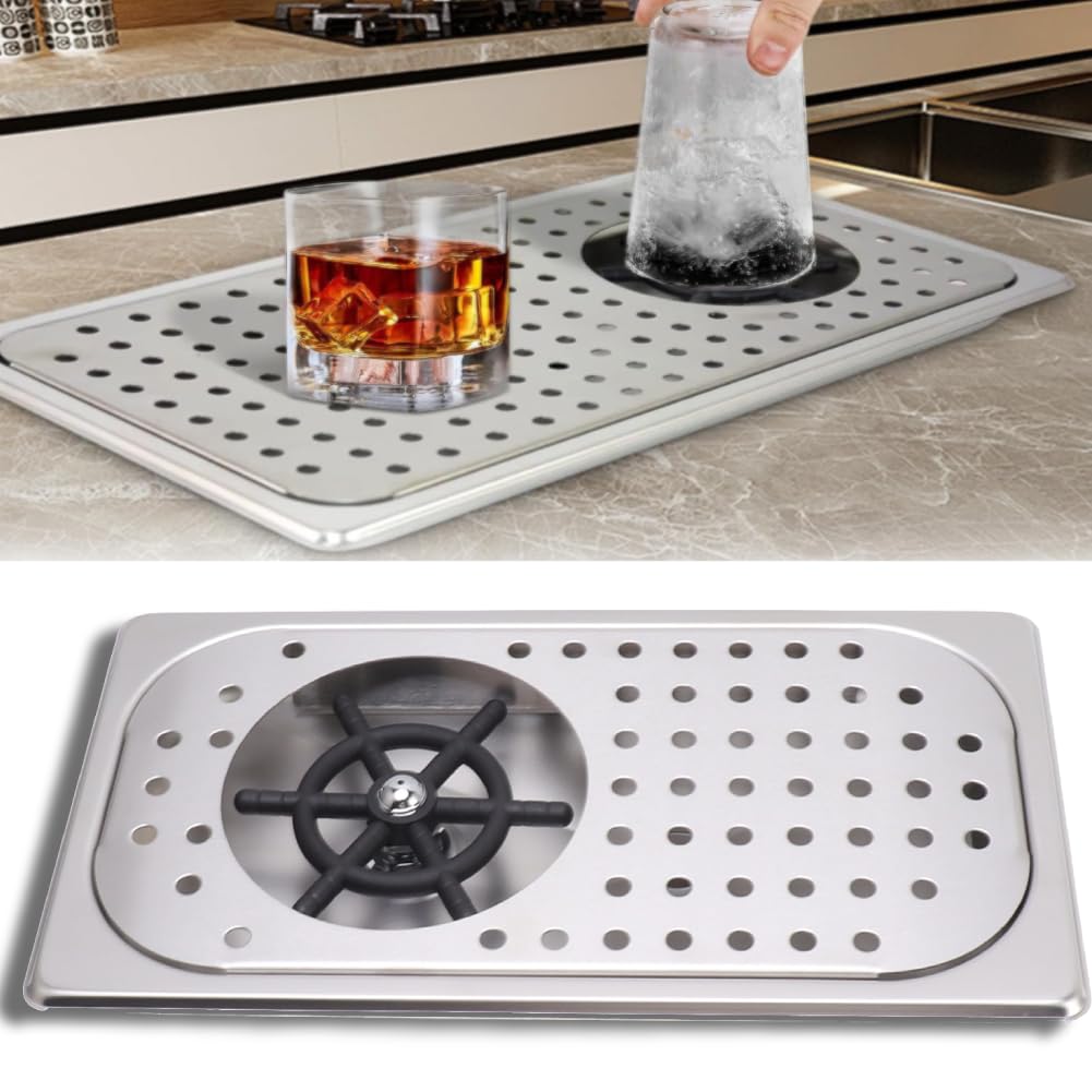 Rinçage de Pichet en Acier Inoxydable, Lave-tasse de Nettoyage de Verre avec Lavage à Haute Pression, Idéal pour Bar et café, Rinceuse d'évier en verre de bar (Couleur acier inoxydable A)