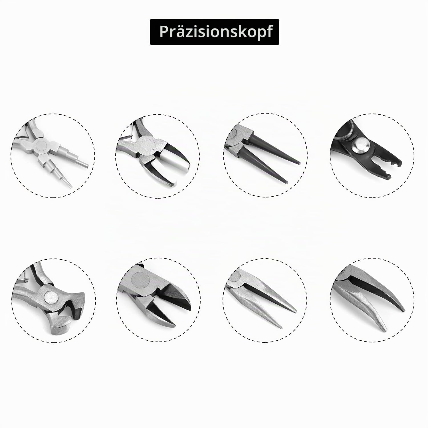QWORK® 8-teiliges Zangenwerkzeug zur Schmuckherstellung, Schmuckzangen-Set für Anfänger & Profis, mit Aufbewahrungstasche