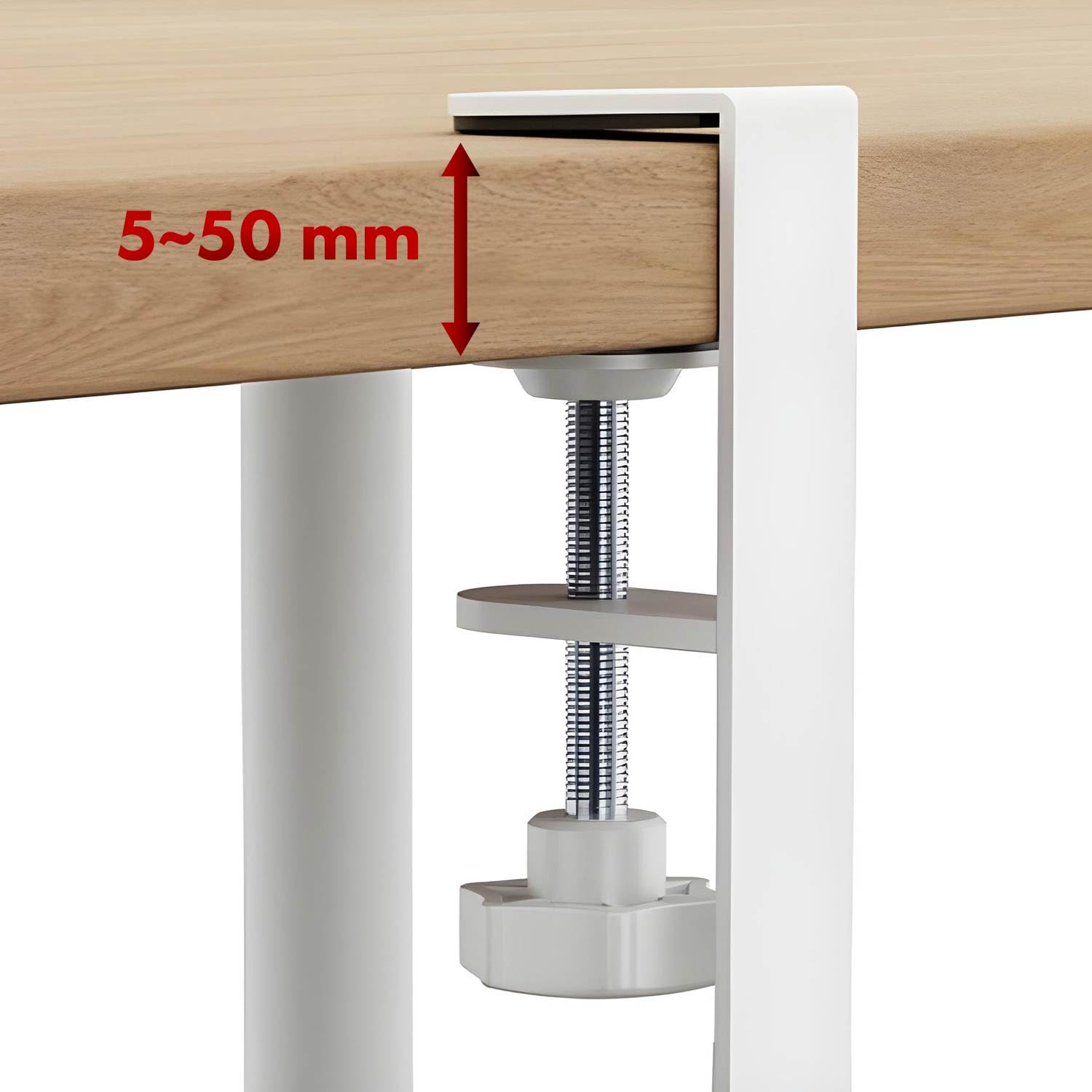 Maclean Adjustable Under-Desk Cable Holder Organizer, White, 1 level/length: 433-728 mm - Image 4