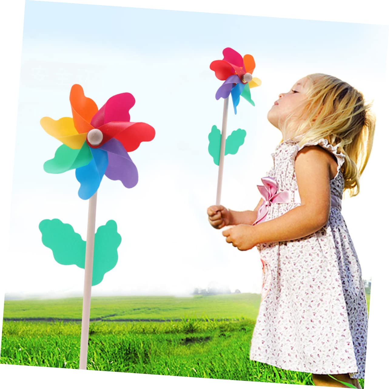 12 Pezzi Girandole Per Bambini Da Giardino Girandole Di Plastica Arcobaleno Mulini A Decorazioni Per Bambini