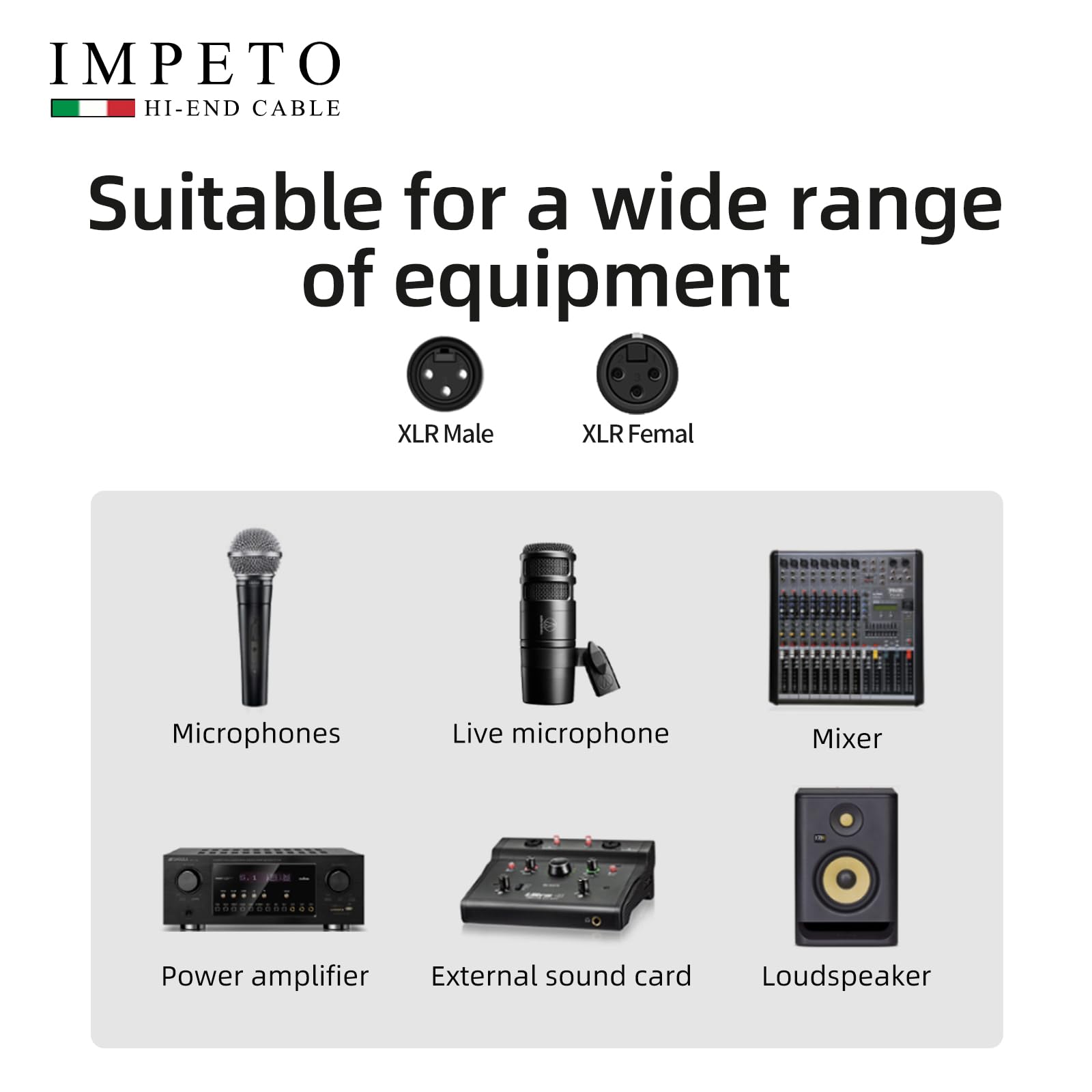 Impeto Cavo XLR Professionale Audiophile High end Cavi XLR Microfonico Maschio a Femmina Cavo Cannon per Scheda Audio Alimentazione Altoparlante Registratore Apparecchiature Audio Mixer 3 metri