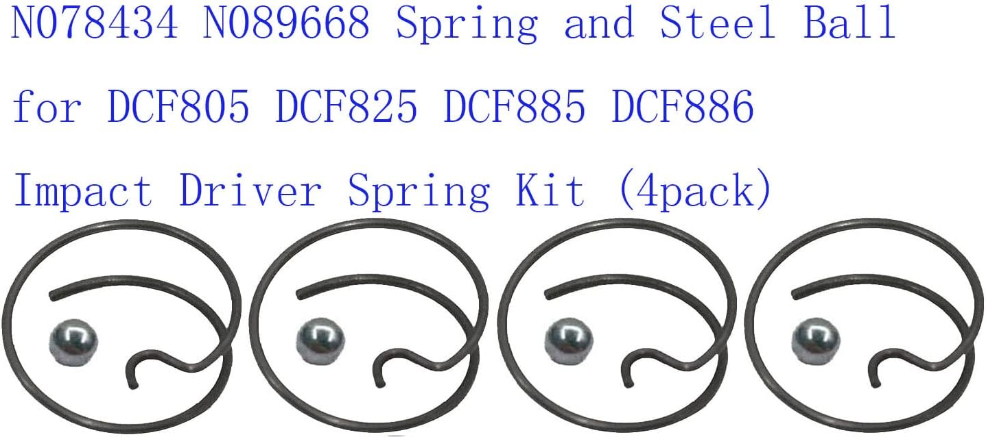 N078434 N089668 Spring and Steel Ball for DCF805 DCF825 DCF885 DCF886 Impact Driver Spring Kit (4pack)