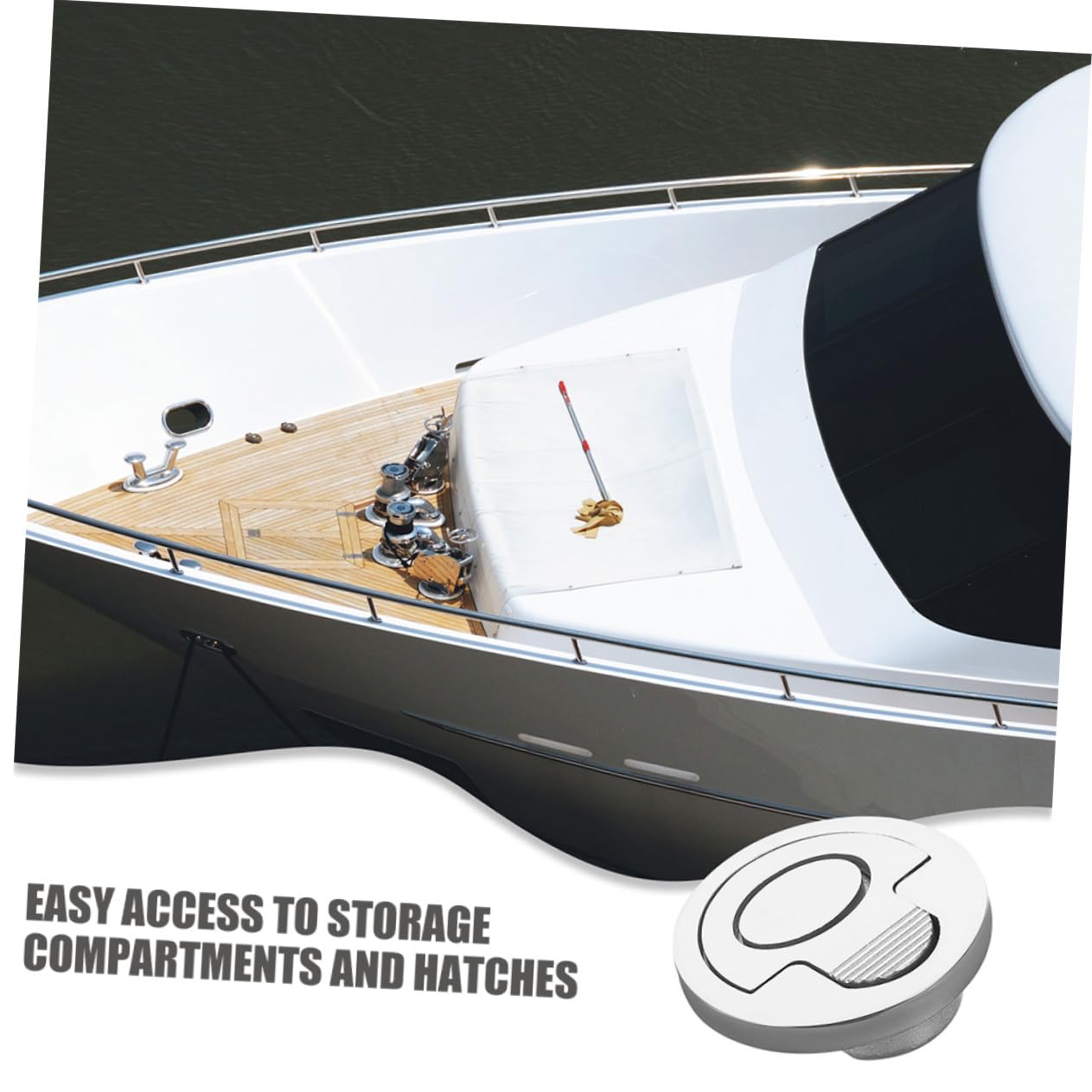 Poignée Encastrée pour Trappe de Bateau en Acier Inoxydable 2pcs, Anneau de Traction Élégant et Robuste pour Applications Marines et Yachts