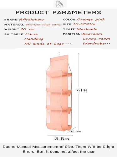 Miniatura 2 de AARAINBOW 1 paquete de organizador colgante de bolso, fibra de poliéster transpirable + organizador de bolso de PVC, 8 bolsillos de fácil acceso,