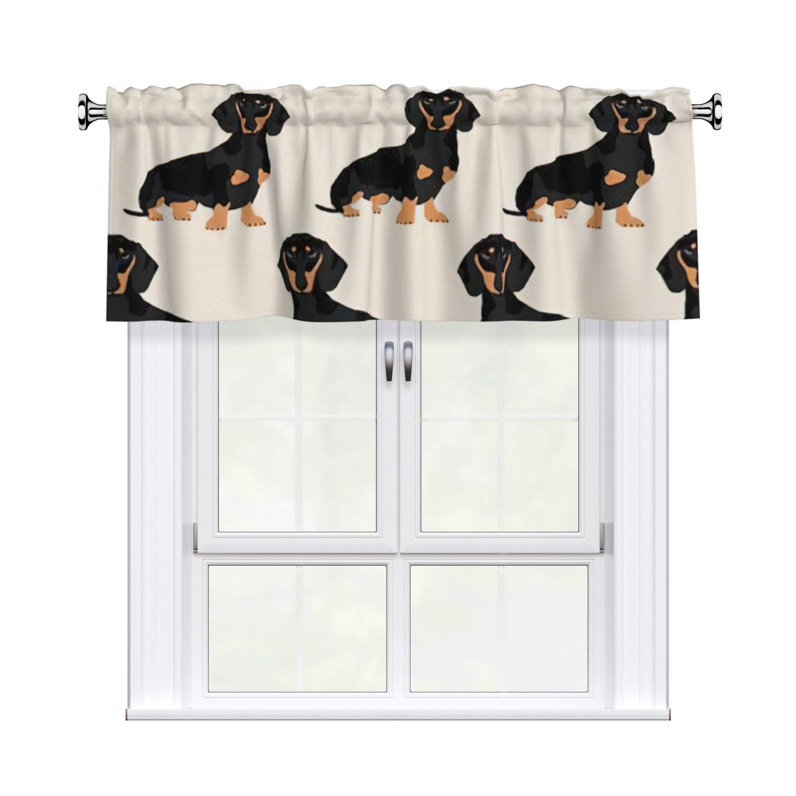 aacxzff Dachshund Dog Print Curtain Valance 54"x18" (WxL) for Kitchens Bathrooms Bedrooms Balconies Living Rooms
