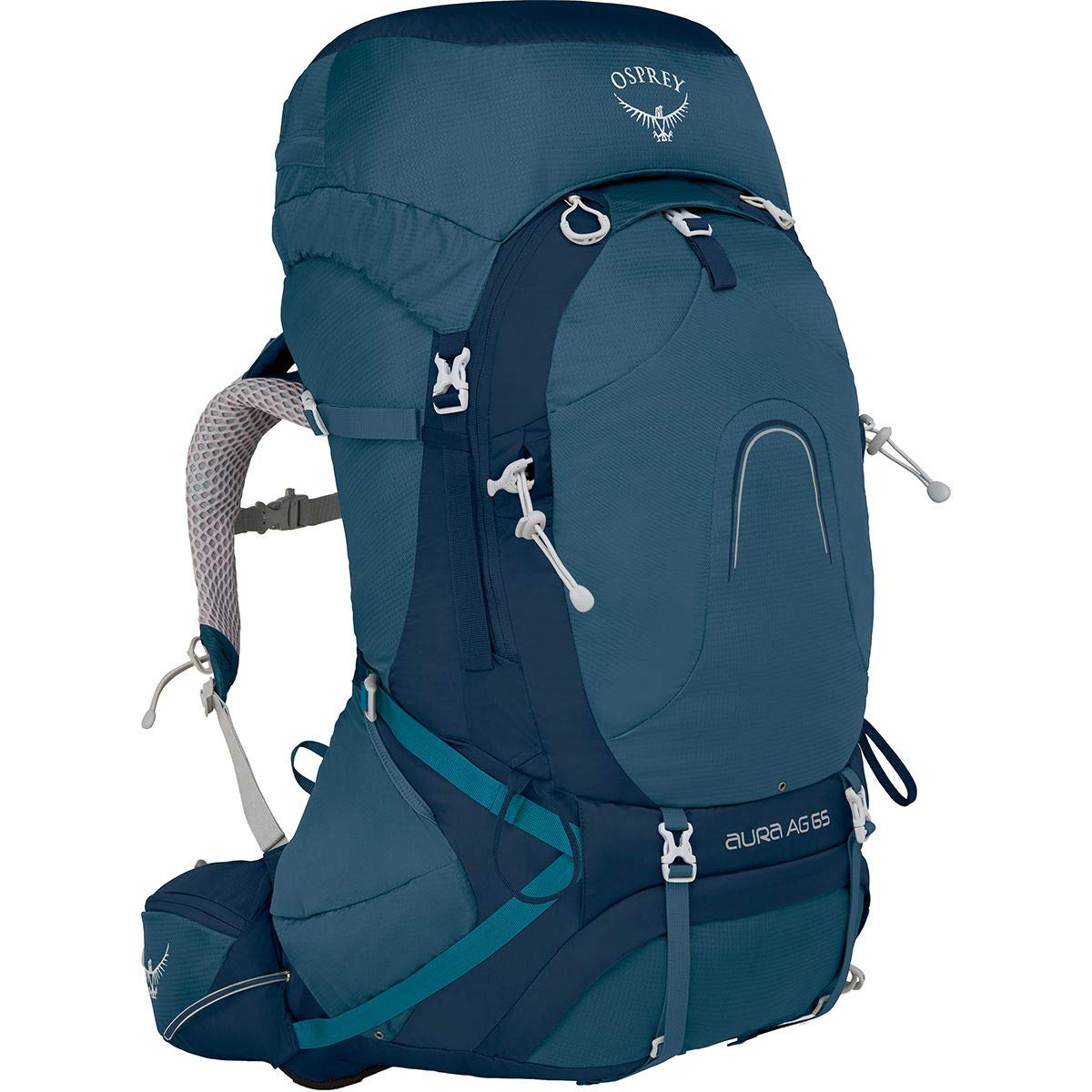 osprey packs pack aura ag 65 backpack, challenger blue, small