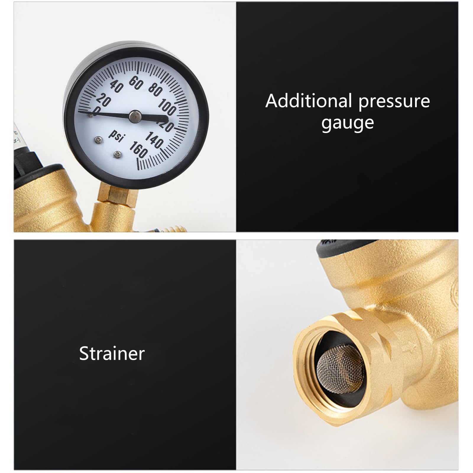 RVsWater regolatore di pressione professionale valvole di riduzione della pressione con manometro regolabile per rimorchio da viaggio