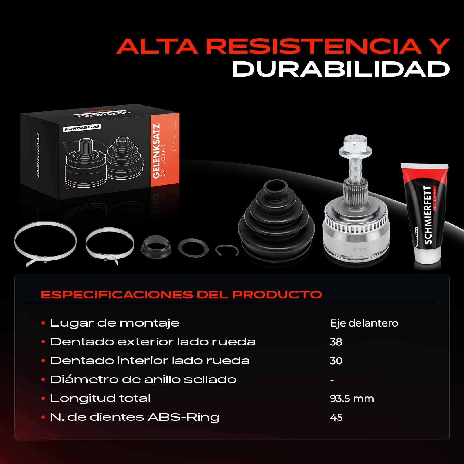 Frankberg Kit de juntas homocinéticas lado de la rueda eje delantero | Compatible con: P.a.s.s.a.t Variante 3B5, P.a.s.s.a.t Variante 3B6, A6 4B2 4B4, P.a.s.s.a.t 3B3, A6 Avant 4B5 4B6