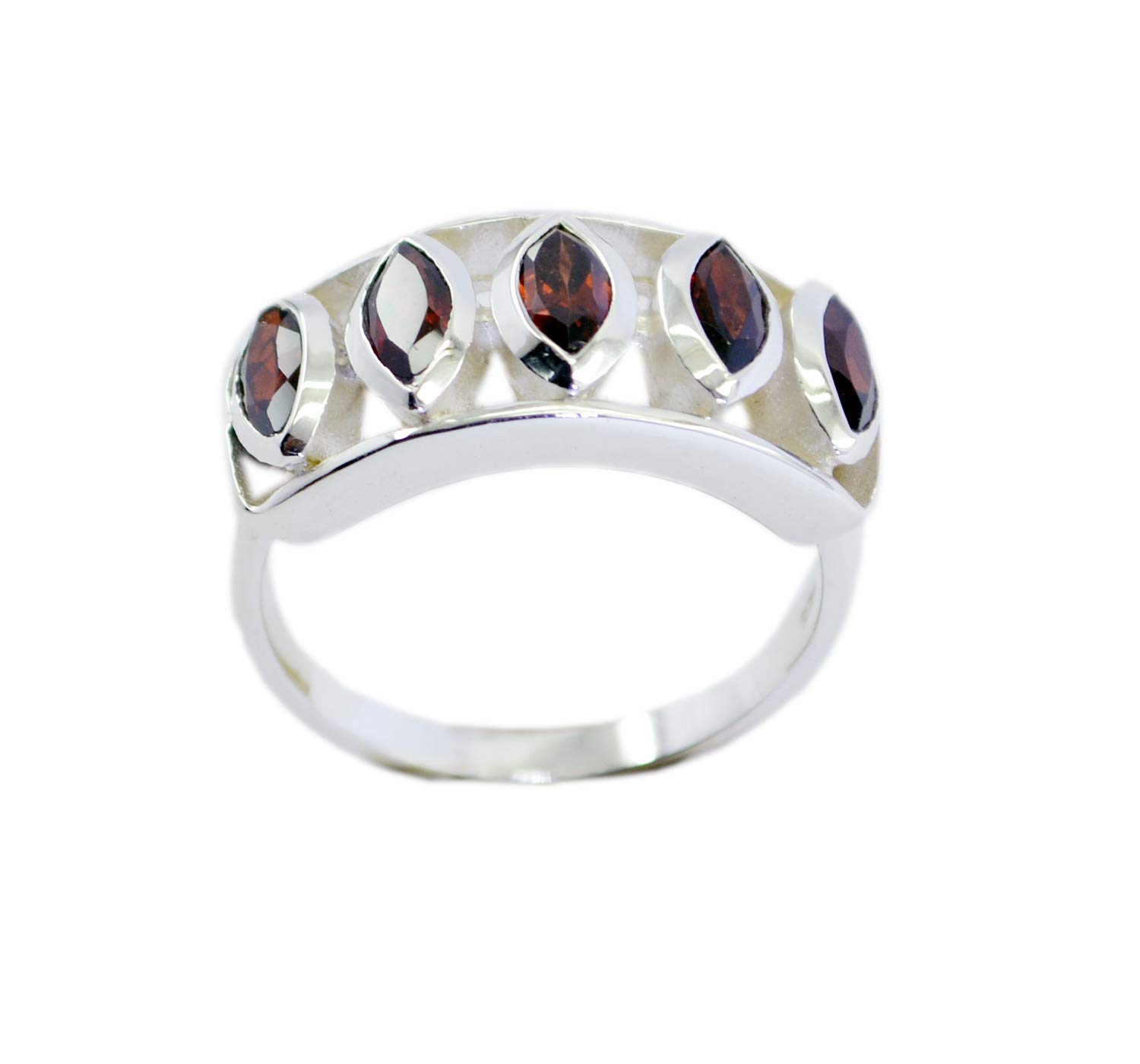 Bague en argent 925 véritable et grenat rouge facetté