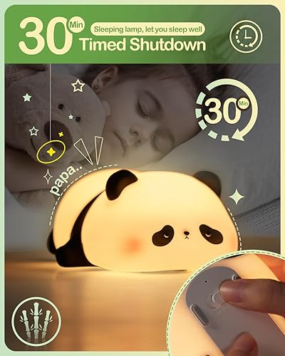 Miniatura 3 de Linda luz nocturna de panda, lámpara LED de noche de animales, de silicona de grado alimenticio, 3 niveles regulables, luz nocturna para lactancia