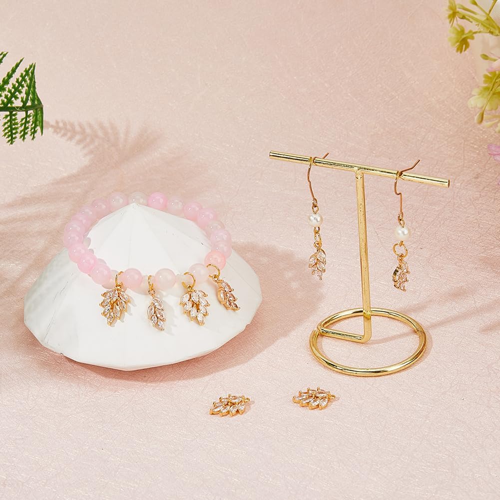 8Pcs Crystal Leaf Charms 2 Styles Gold Cubic Zirconia Wheat Leaf Charms Spring Plant Leaves Rhinestone Charm for Necklace Earrings Bracelets Jewelry Making DIY Crafts - Image 5