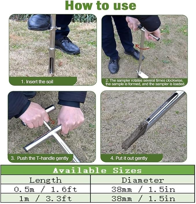 Kit de prueba de suelo para césped con sonda y extractor de núcleos para granjas y jardines 6