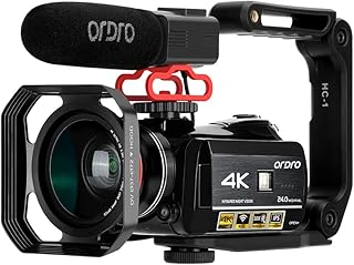4K Camcorder Vlogging Camera for YouTube ORDRO AC3 HD Video Camera 1080P 60FPS IR Night Vision Camera Recorder Digital Camcorders with Microphone Wide Angle Lens Handheld Stabilizer
