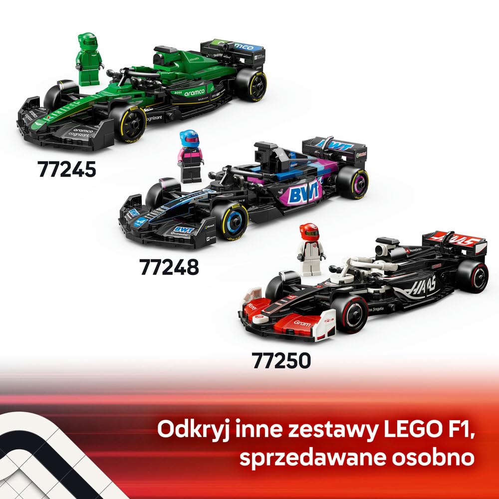 LEGO Speed Champions Bolid F1 Ferrari SF-24, Model Pojazdu, Zabawka dla Dziecka do Zbudowania, Zestaw Konstrukcyjny z Minifigurką Kierowcy, Pomysł na Prezent dla 10-latka, Chłopca i Dziewczynki 77242